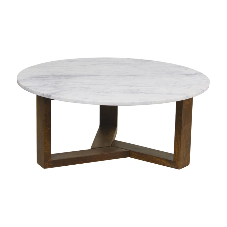 Round White Genuine Marble Top